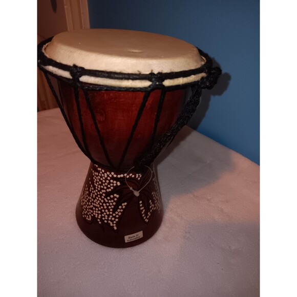 Indonesian Handmade Mini Wood Drum Pre-owned - Picture 3 of 10